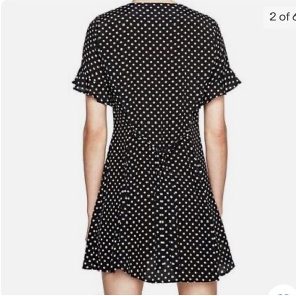 ZARA Black White Polka Dot Dress XL Fits Like Large - Picture 3 of 11